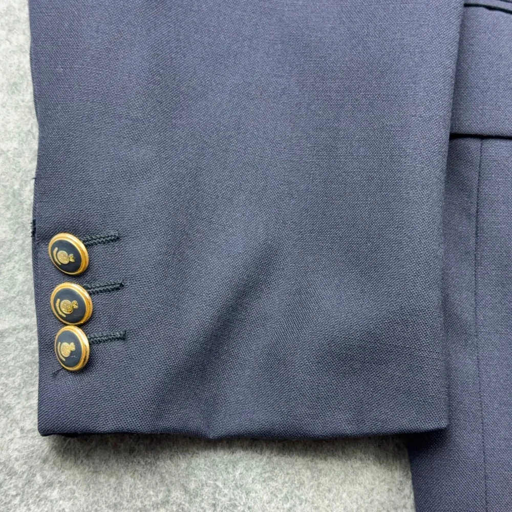 VTG Alexandre London Blazer Mens 42R Navy Blue Gold Button Wool Sport Coat UK